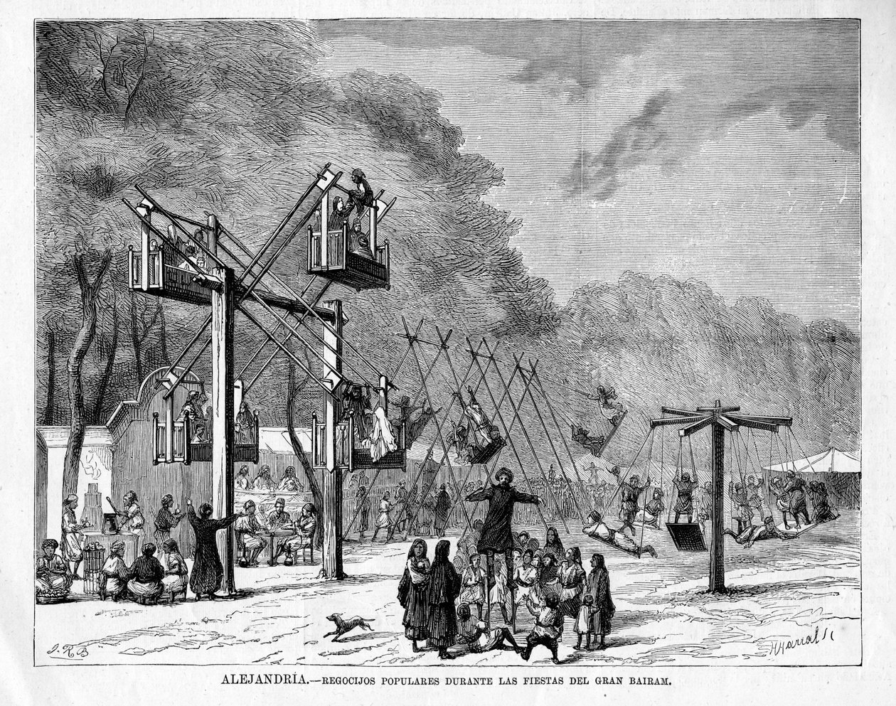 अलेक्जेंड्रिया, मिस्र में 1876 में ग्रेटर बैरम उत्सव के दौरान लोकप्रिय आनन्द द्वारा रिकार्डो बलाका y कैंसेको