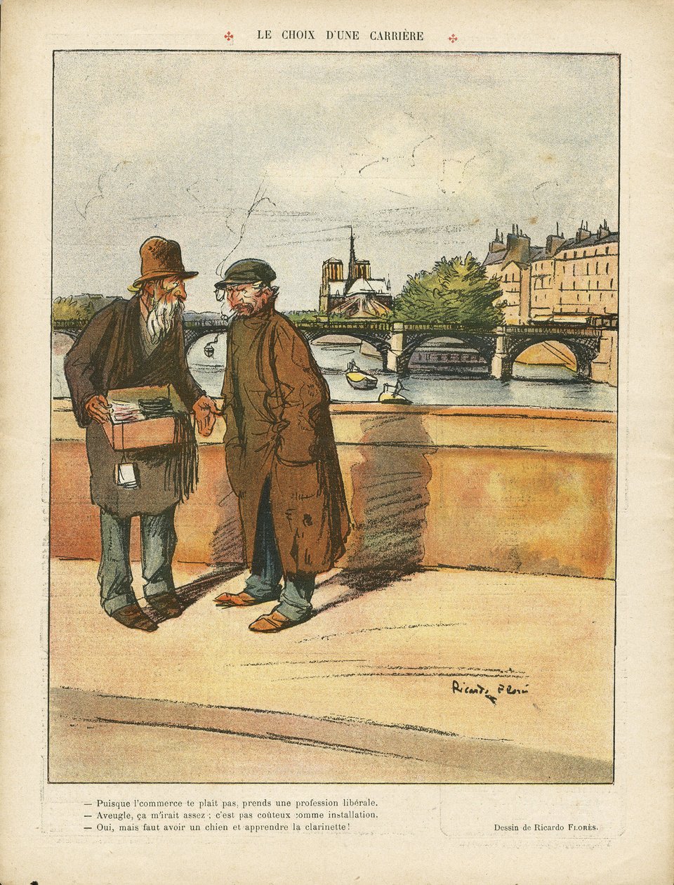 Le Rire, 06/03/09 में रिकार्डो फ्लोर्स (1878-1918) द्वारा चित्रण - करियर चुनना - पेरिस, वास्तुकला शहरी नियोजन, मिसेरे, पुल, नदी नदी, चर्च कैथेड्रल, सीन (नदी) द्वारा रिकार्डो फ्लोर्स