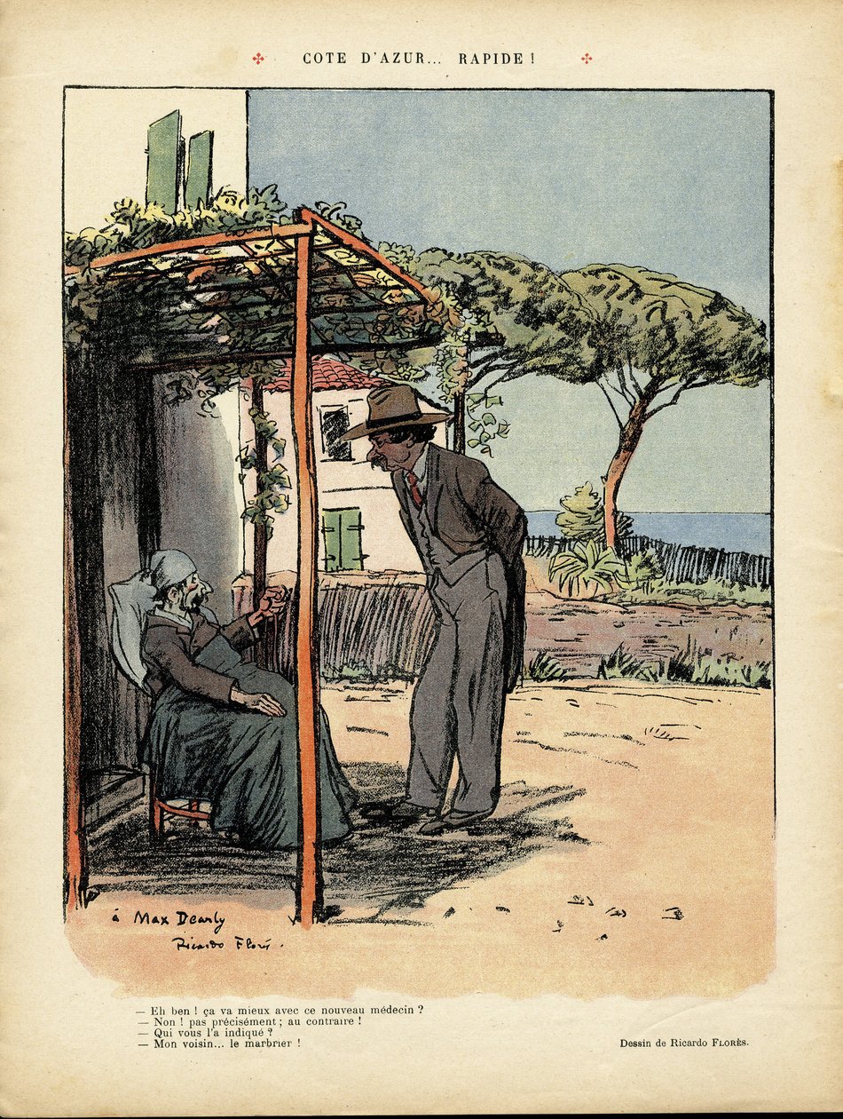 Le Rire, 24/02/12 में रिकार्डो फ्लोर्स (1878-1918) का चित्रण - कोटे डी'ज़ूर ... रैपिडिटी - मेडिकल, कंट्रीसाइड, मरीन मरीन सीसाइड, अंडरटेकर, कोटे डी'ज़ूर द्वारा रिकार्डो फ्लोर्स