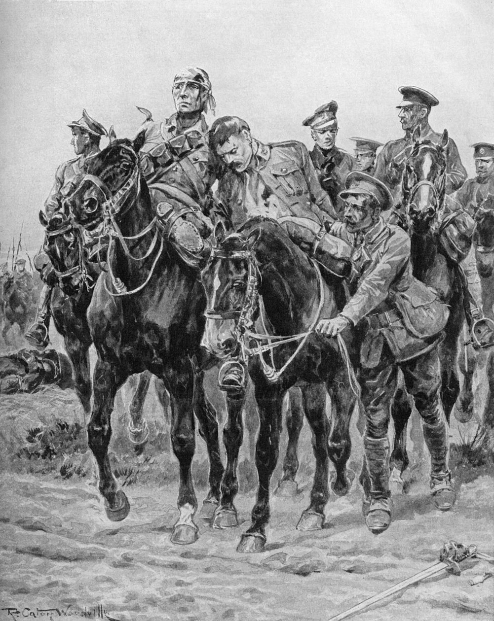 WWI - घोड़ों पर सवार ब्रिटिश सैनिक द्वारा रिचर्ड कैटन II वुडविले