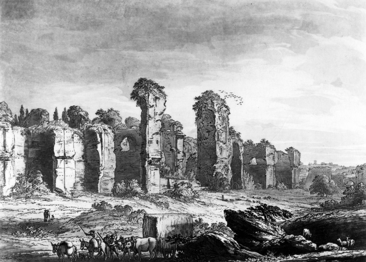 जेसुइट्स गार्डन, रोम, c.1778 (जलीय) से लिया गया काराकल्ला के स्नान के अवशेष द्वारा रिचर्ड, एल्डर कूपर