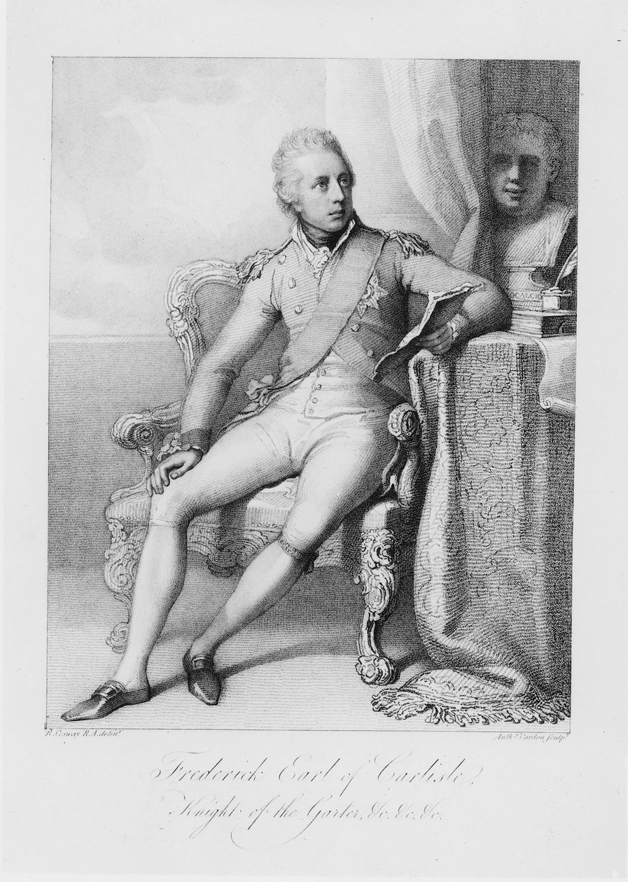 कार्लिसल के फ्रेडरिक अर्ल, नाइट ऑफ़ द गार्टर, c.1800 (स्टीपल इचिंग) द्वारा रिचर्ड कॉसवे