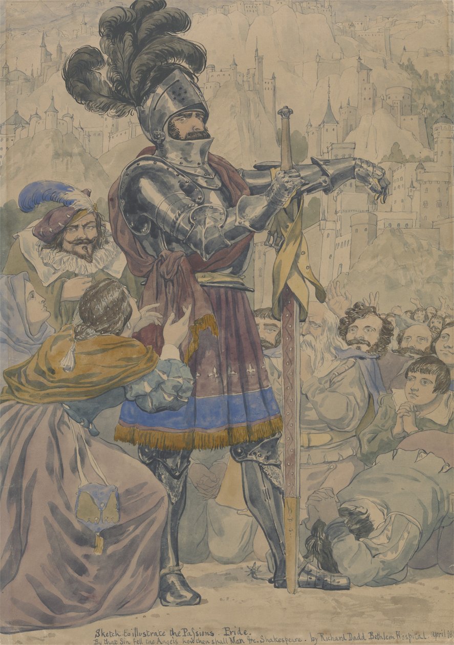 चित्र वर्णन करने के लिए स्केच: गर्व, c.1853-55 (wc, कलम और कागज पर ग्रेफाइट) द्वारा रिचर्ड डैड