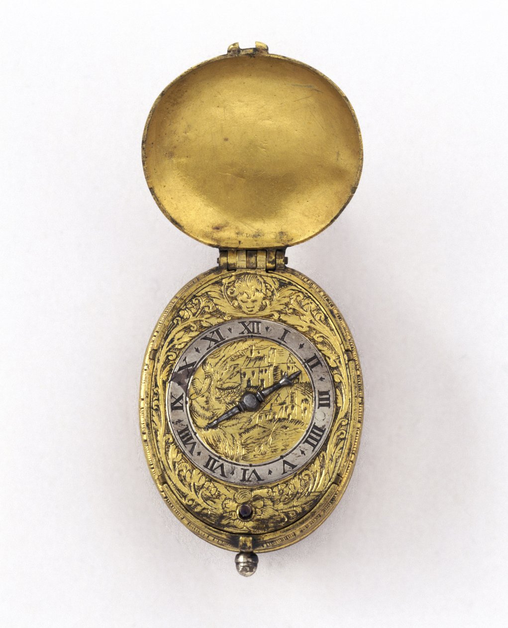 ओवल वेज एस्केप वाच, c.1630 (सिल्वर और गिल्ट मेटल) द्वारा रिचर्ड जैक्सन