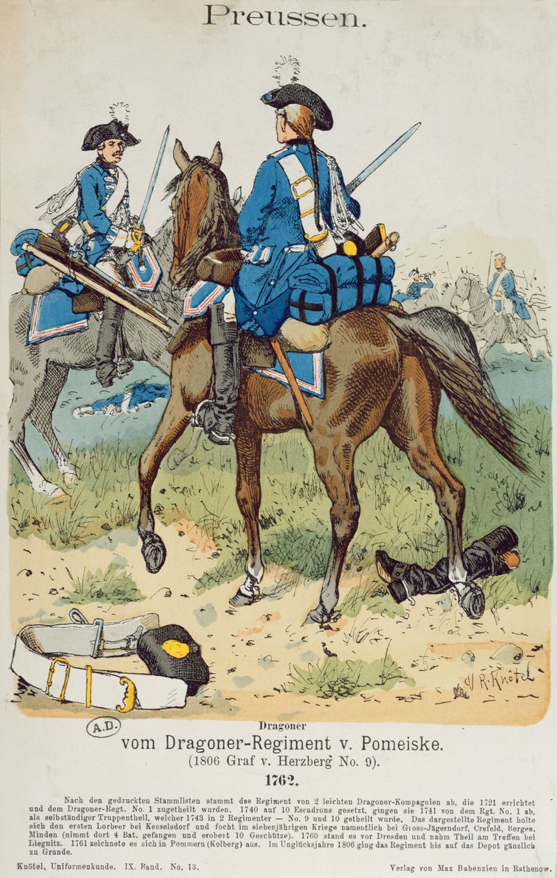 1762 में रेजिमेंट वॉन पोमिसके में ड्रगोन, c.1890 द्वारा रिचर्ड नोएटेल