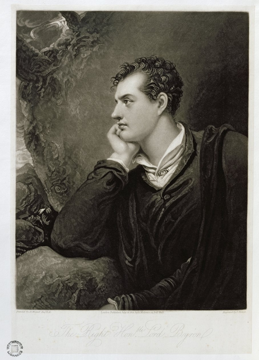 जॉर्ज गॉर्डन, 6 वें लॉर्ड बायरन (1788-1824), चार्ल्स टर्नर (1773-1857) द्वारा उत्कीर्ण, 1815 द्वारा रिचर्ड वेस्टल