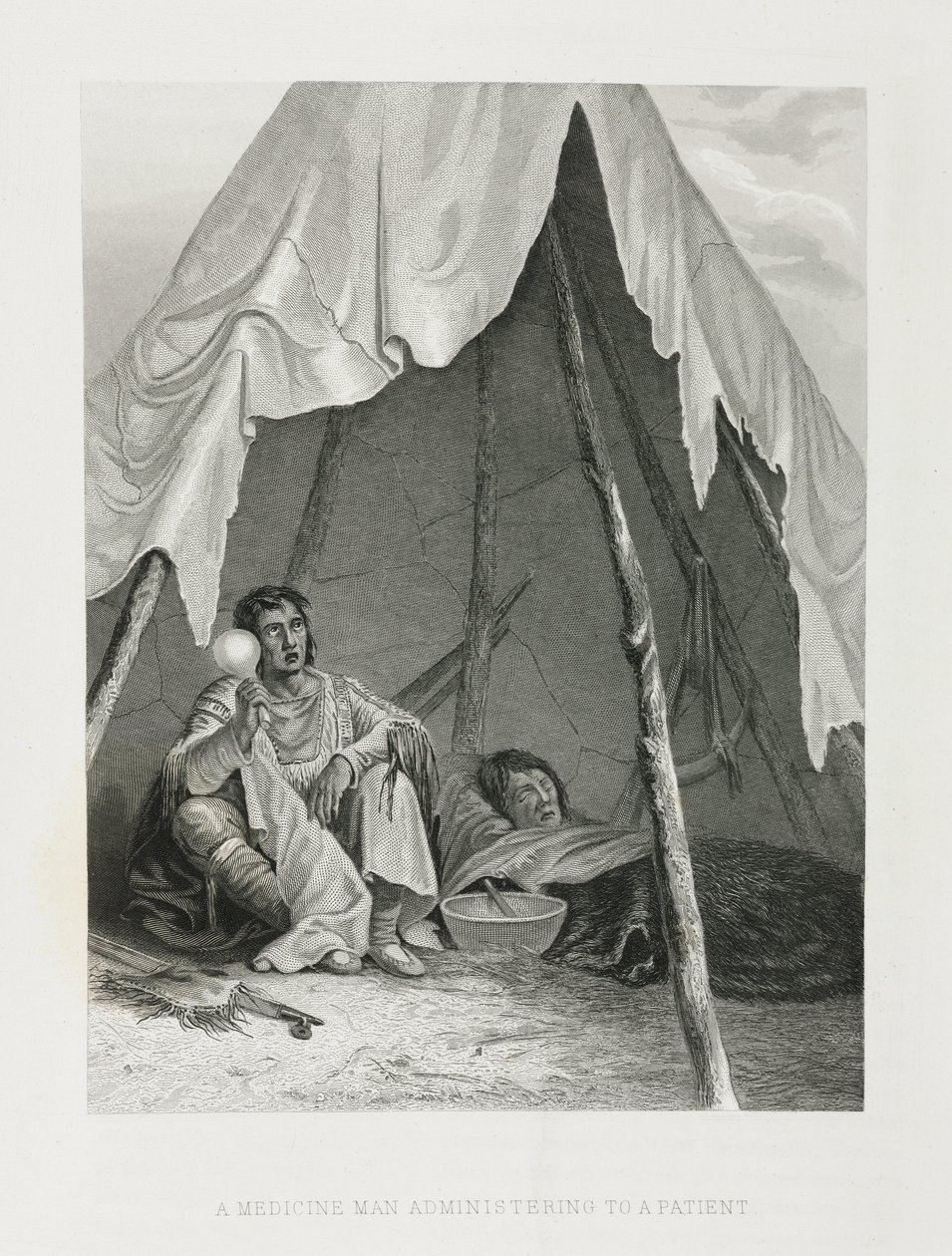 एक मरीज को प्रशासित करने वाला एक मेडिसिन मैन, उत्तरी अमेरिका द्वारा रिचर्ड (बाद में) डड्डो