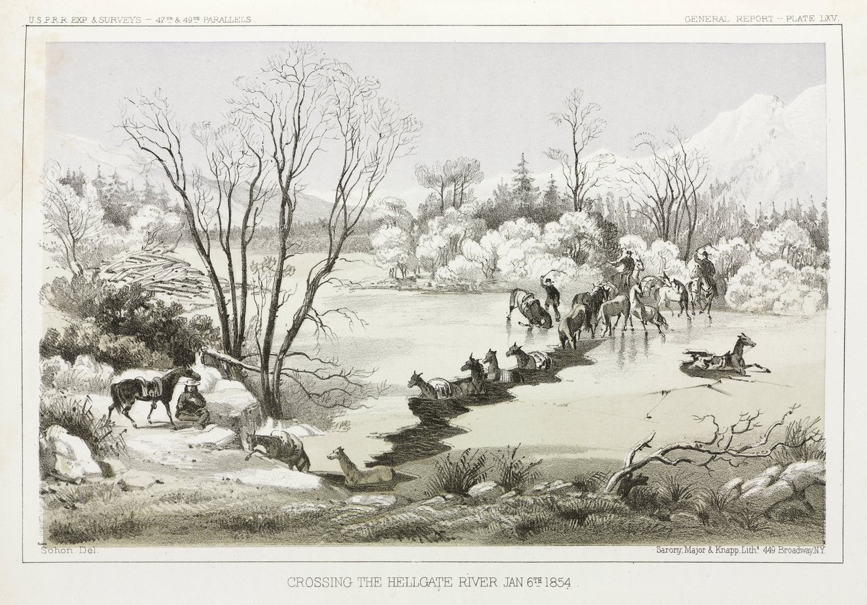 हेलगेट नदी को पार करना, मोंटाना, यूएसए, 6 जनवरी 1854 द्वारा रिचर्ड (बाद में) डड्डो