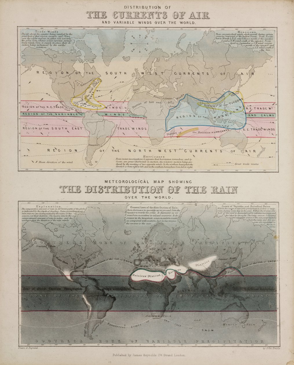 दो मौसम संबंधी मानचित्र, सी 1850 द्वारा रिचर्ड (बाद में) डड्डो