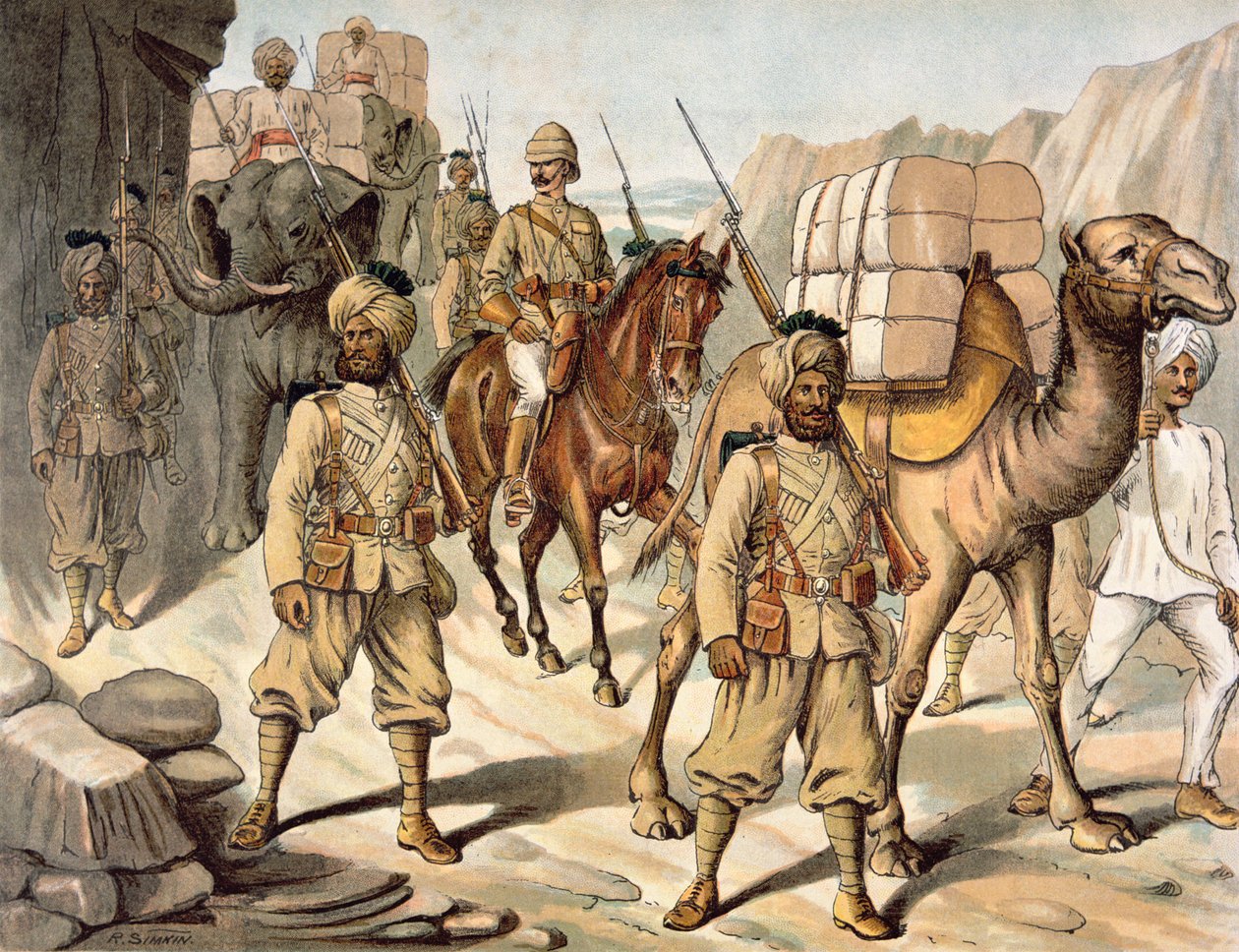 20 वीं बंगाल (पंजाब) के एस्कॉर्ट नेटिव इन्फैंट्री, फील्ड सर्विस किट, 1880 के दशक की एंग्लो-इंडियन आर्मी (कलर लिथो) द्वारा रिचर्ड (बाद में)