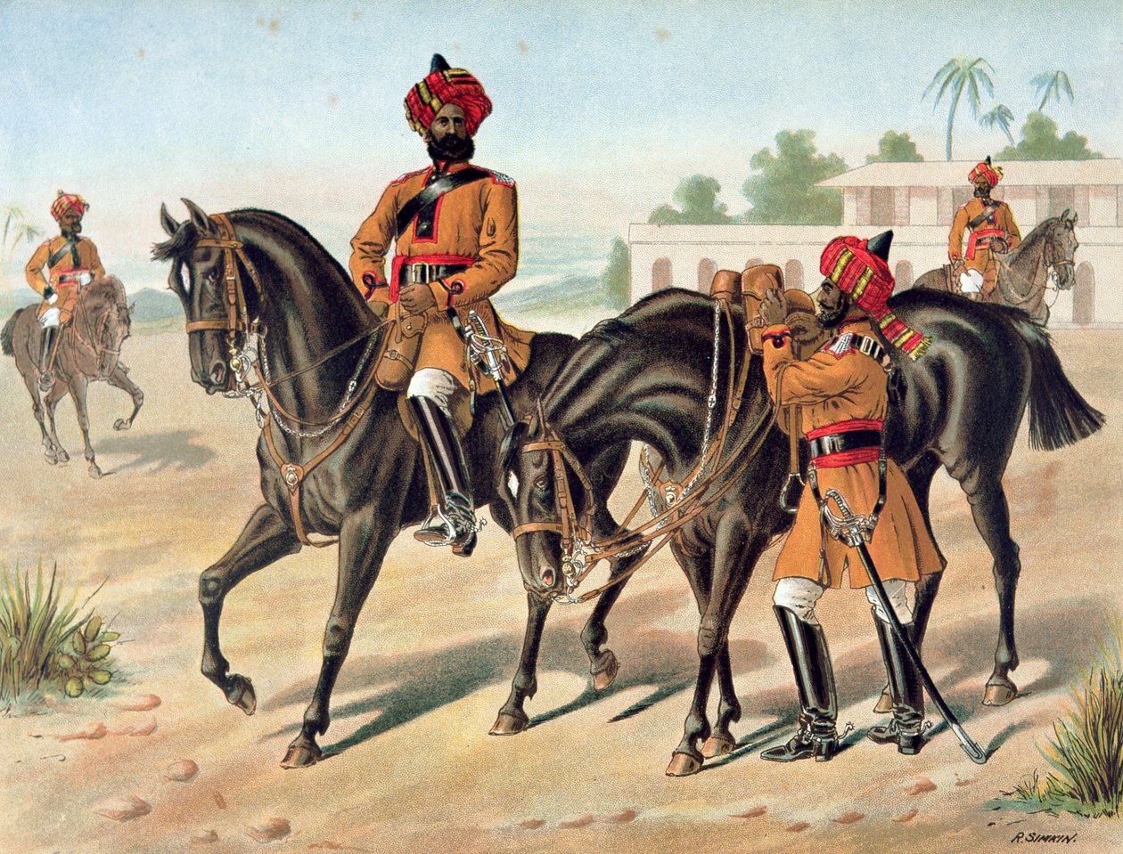 1880 के दशक की पहली बंगाल कैवलरी, समीक्षा आदेश, एंग्लो-इंडियन आर्मी (कलर लिथो) द्वारा रिचर्ड (बाद में)