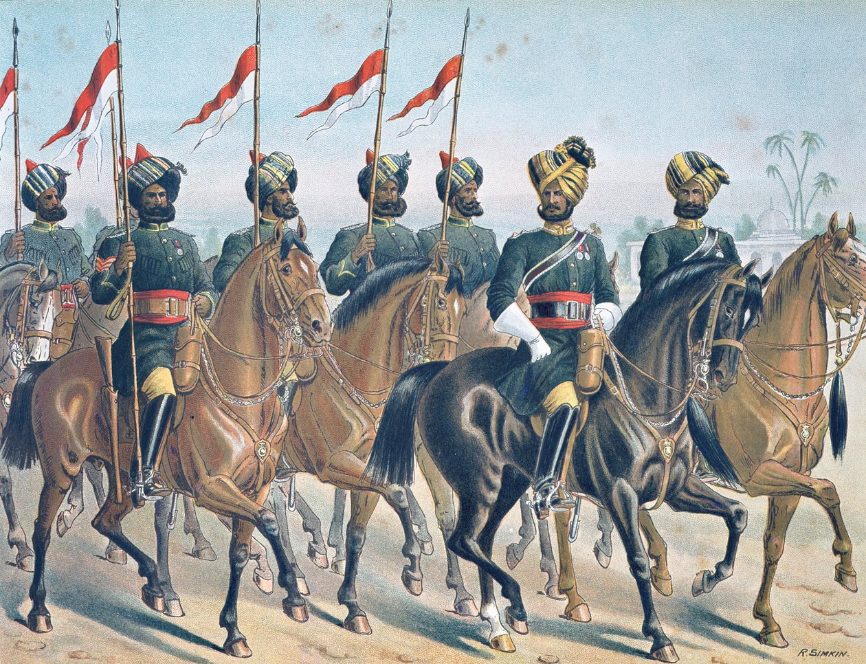 दूसरा बॉम्बे लांसर्स, समीक्षा आदेश, 1880 के दशक की एंग्लो-इंडियन आर्मी (कलर लिथो) द्वारा रिचर्ड (बाद में)