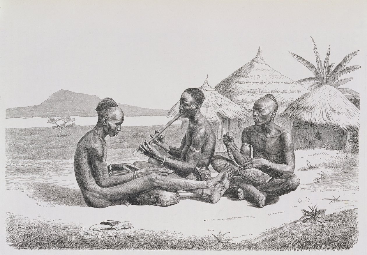 शूली ब्लैक प्लेइंग म्यूजिक, 'द हिस्ट्री ऑफ मैनकाइंड' से, खंड III, प्रोफेसर फ्रेडरिक रैटजेल द्वारा, 1898 द्वारा रिचर्ड बुच्टा
