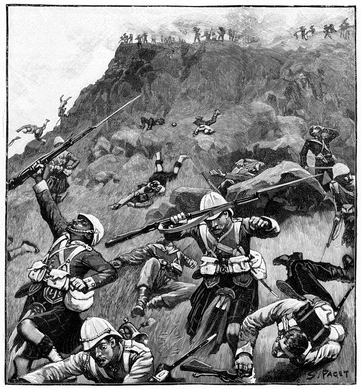 पीछे हटने में 92 वें गॉर्डन हाईलैंडर्स, माजूबा हिल की लड़ाई, पहला बोअर युद्ध, 26-27 फरवरी 1881 द्वारा रिचर्ड कैटन II वुडविले