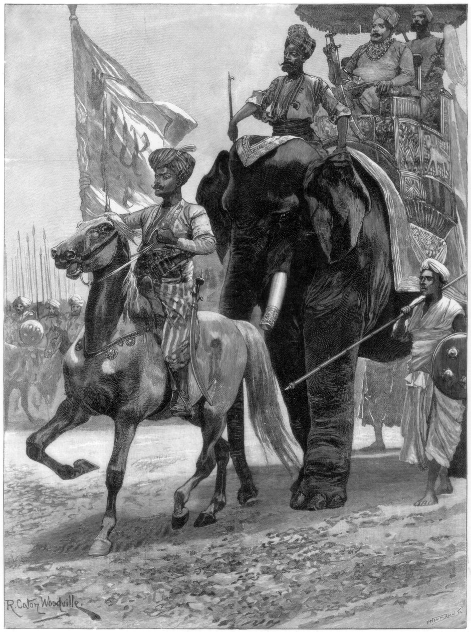 क्लाइव स्थान से पहले नवाब सिराज उद दौला का आगमन, भारत, 1757, 1893। द्वारा रिचर्ड कैटन II वुडविले