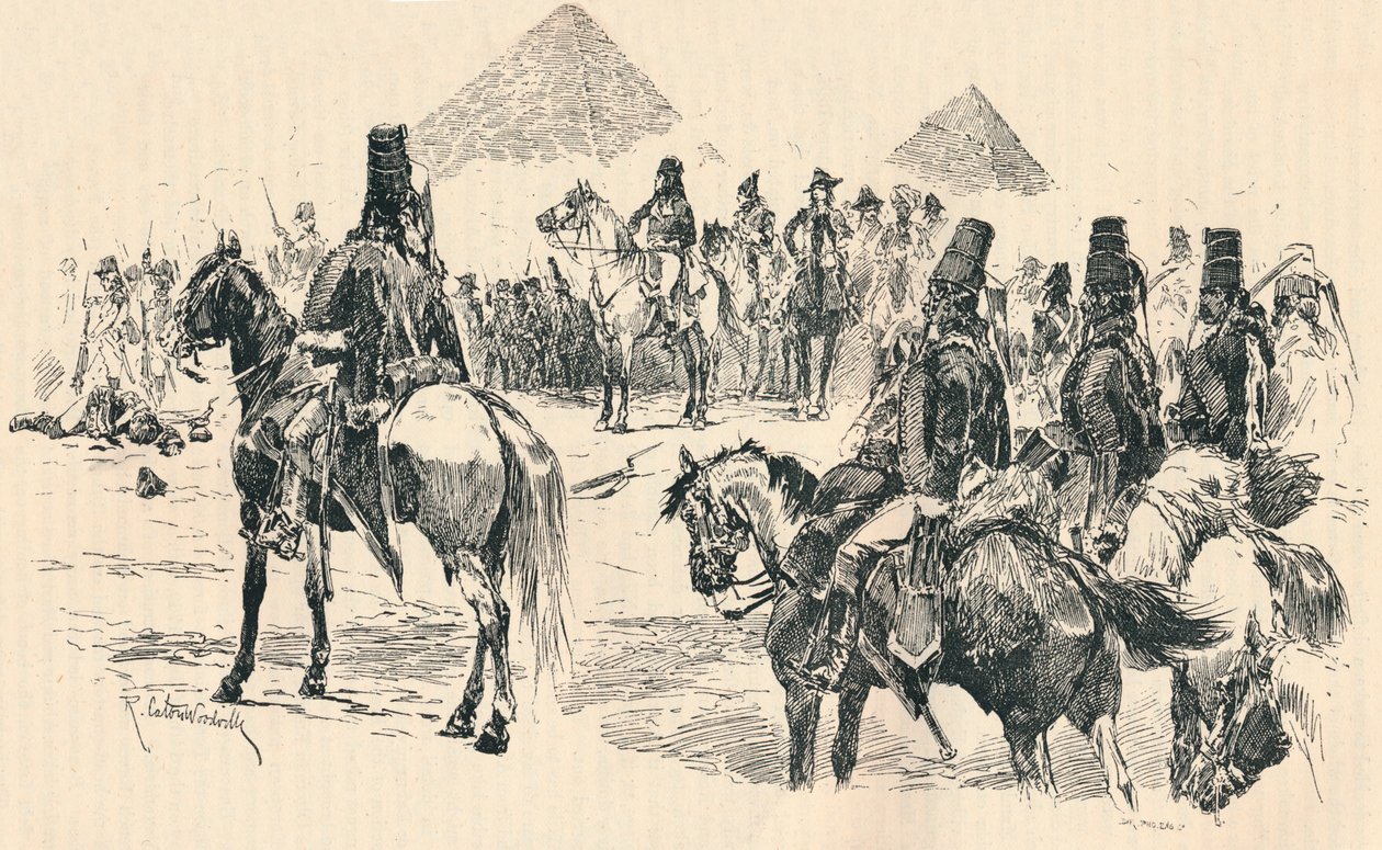 पिरामिडों की लड़ाई में नेपोलियन बुनापार्ट, 1798, 1884 द्वारा रिचर्ड कैटन II वुडविले