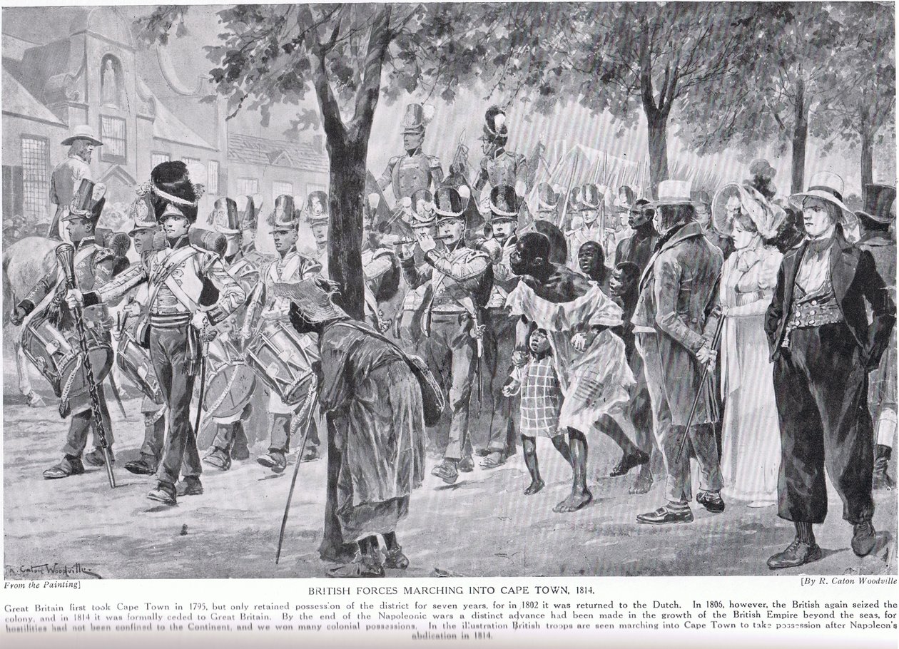 केपटाउन में मार्च निकाल रही ब्रिटिश सेना, &39;हचिन्सन की कहानी ब्रिटिश नेशन की कहानी&39; द्वारा रिचर्ड केटन वुडविले