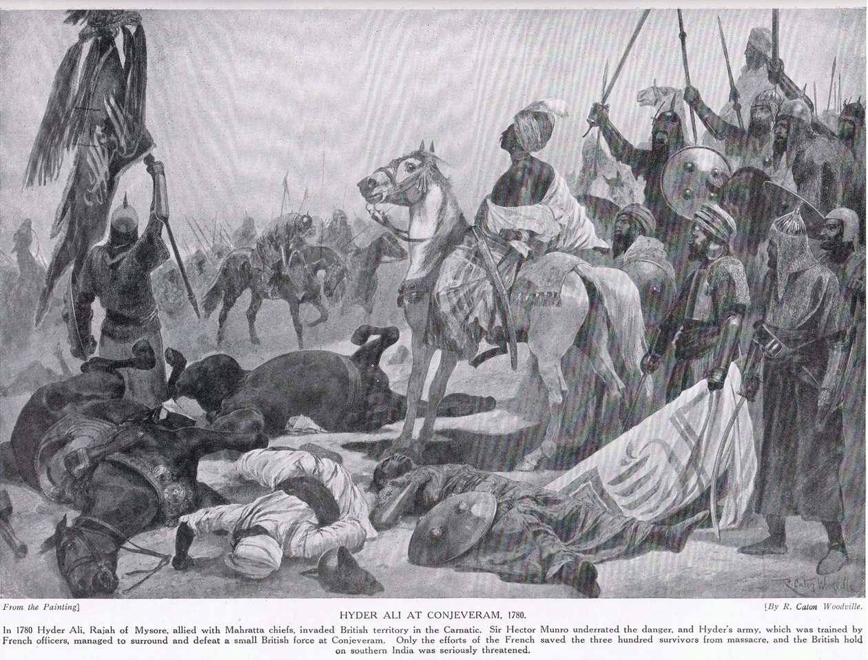 1780 में कोन्जिवरम में हैदर अली, हचिन्सन हिस्ट्री ऑफ़ द नेशंस का चित्रण द्वारा रिचर्ड केटन वुडविले