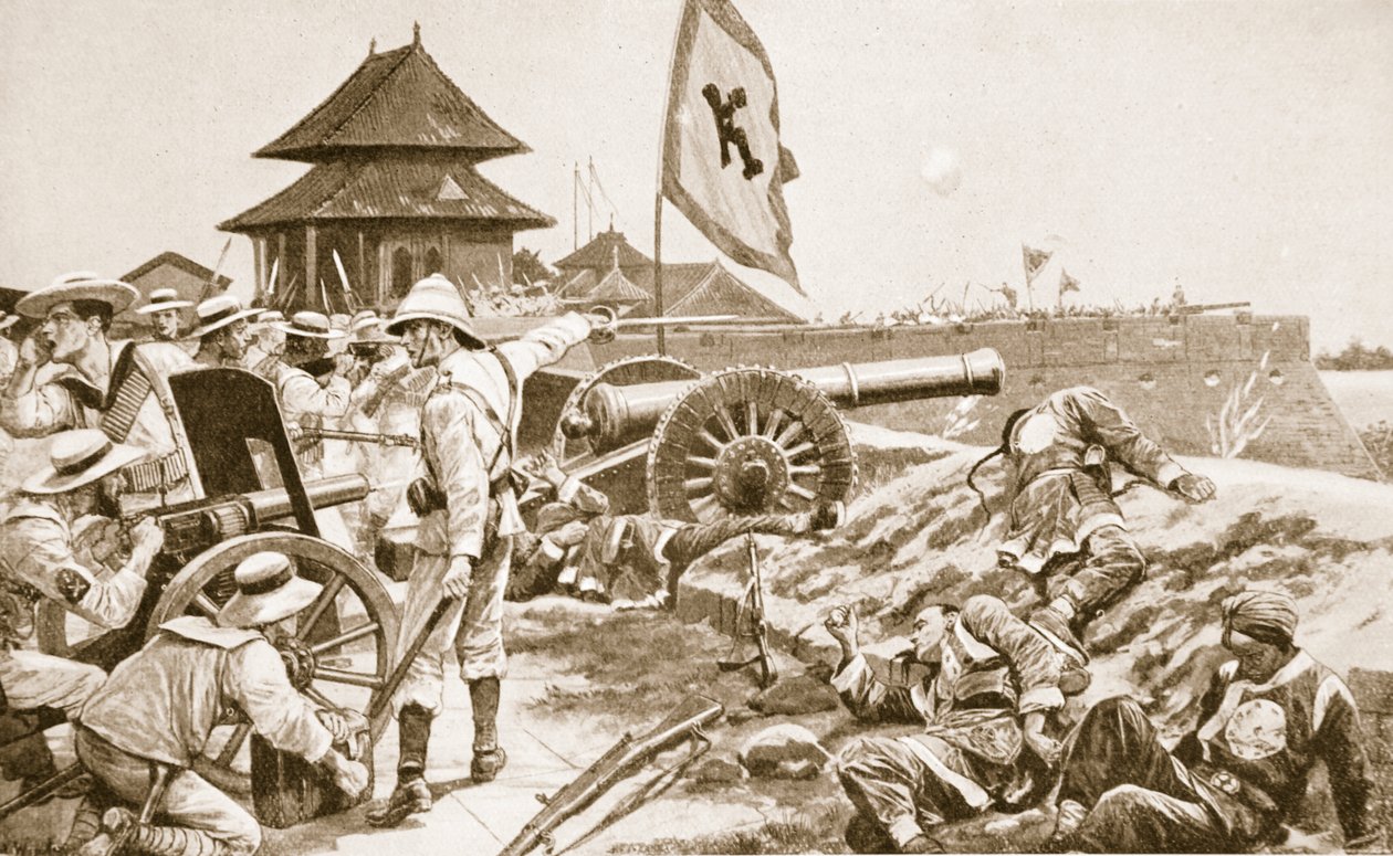 द बॉक्सर मूवमेंट, &39;हचिन्सन हिस्ट्री ऑफ द नेशंस&39; का चित्रण, c.1910 द्वारा रिचर्ड केटन वुडविले