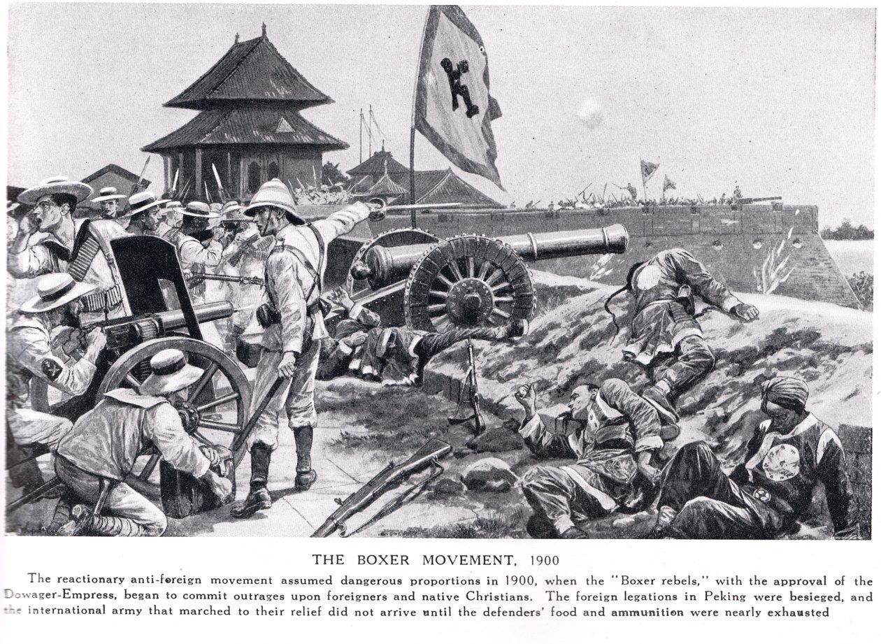 द बॉक्सर मूवमेंट, &39;हचिन्सन हिस्ट्री ऑफ द नेशंस&39; का चित्रण, c.1910 द्वारा रिचर्ड केटन वुडविले