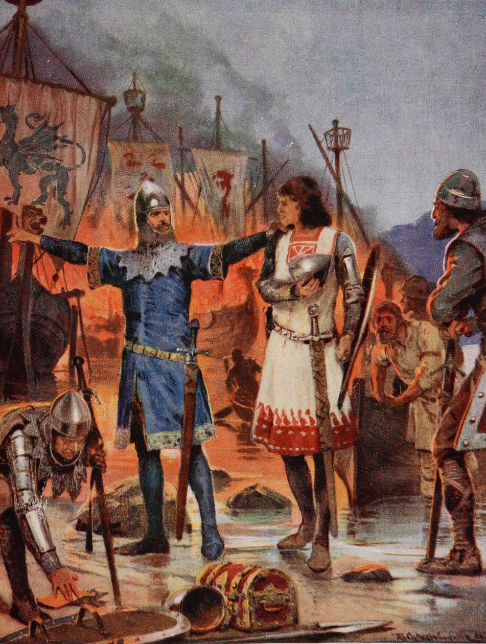 FitzStephen ने अपने बोट्स, 1169 को जलाया, &39;हचिंसन की कहानी ब्रिटिश नेशन की कहानी&39;, c.1923 द्वारा रिचर्ड केटन वुडविले जूनियर