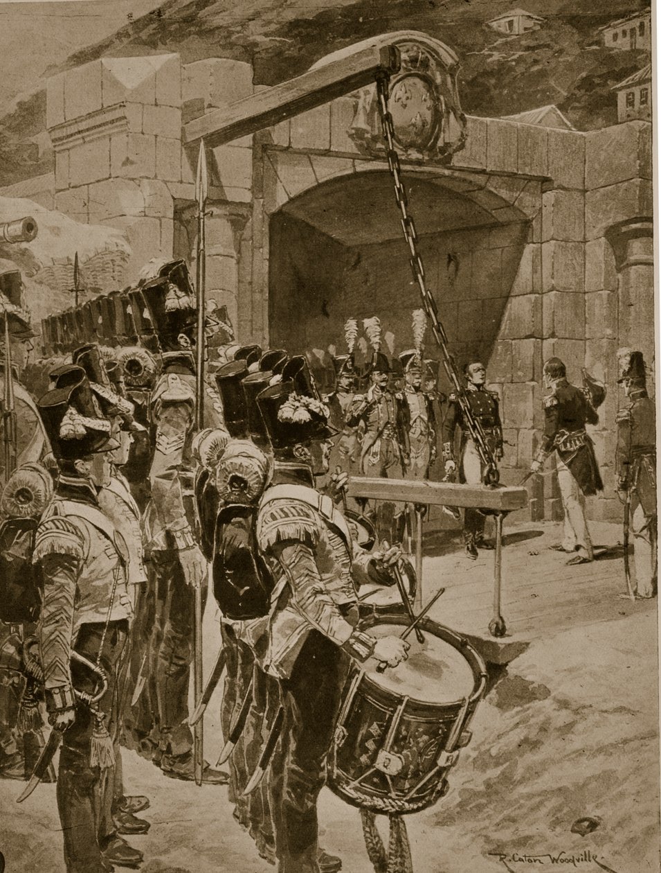 1810 में मॉरीशस आइल के अंग्रेजों के सामने आत्मसमर्पण, &39;हचिन्सन की कहानी ब्रिटिश राष्ट्र की कहानी&39;, c.1923 द्वारा रिचर्ड केटन वुडविले जूनियर