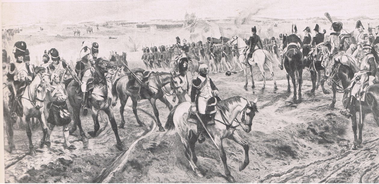 वाटरलू जून 18 1815: द ओल्ड गार्ड, ब्रिटिश बैटल ऑन लैंड एंड सी, 1915 से चित्रण द्वारा रिचर्ड केटन वुडविले जूनियर