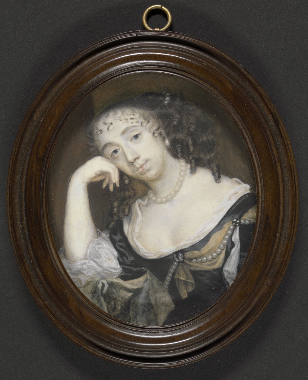एलिजाबेथ डॉर्मर, कार्नरवॉन की गणना (d.1677) (नी कैपेल), c.1665 (कार्ड पर रखी वेल्लम पर बॉडीकोलर) द्वारा रिचर्ड गिब्सन