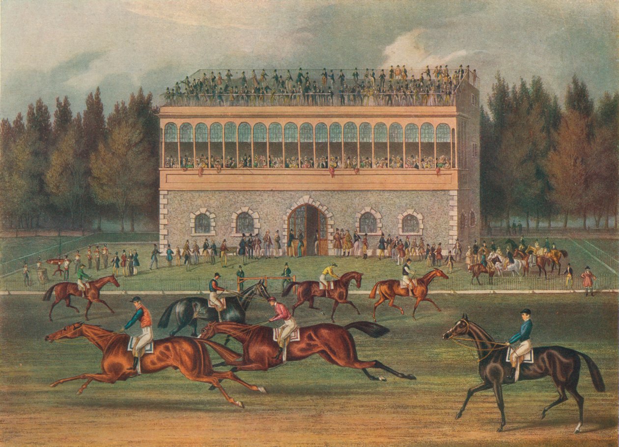 गुडवुड ग्रैंड स्टैंड। प्रारंभ करने की तैयारी, 1836। द्वारा रिचर्ड गिब्सन रीव
