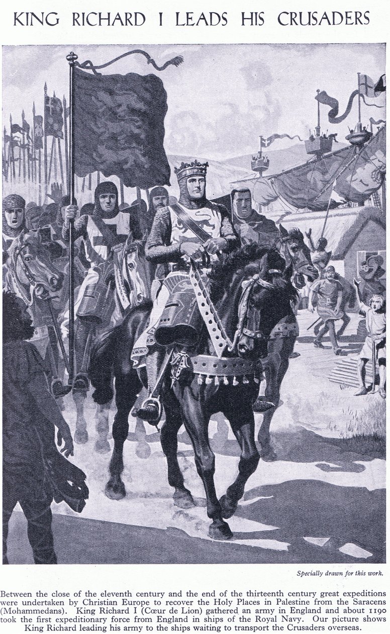 राजा रिचर्ड I ने अपने अपराधियों का नेतृत्व किया, c.1950 द्वारा रिचर्ड हेनरी ब्रॉक