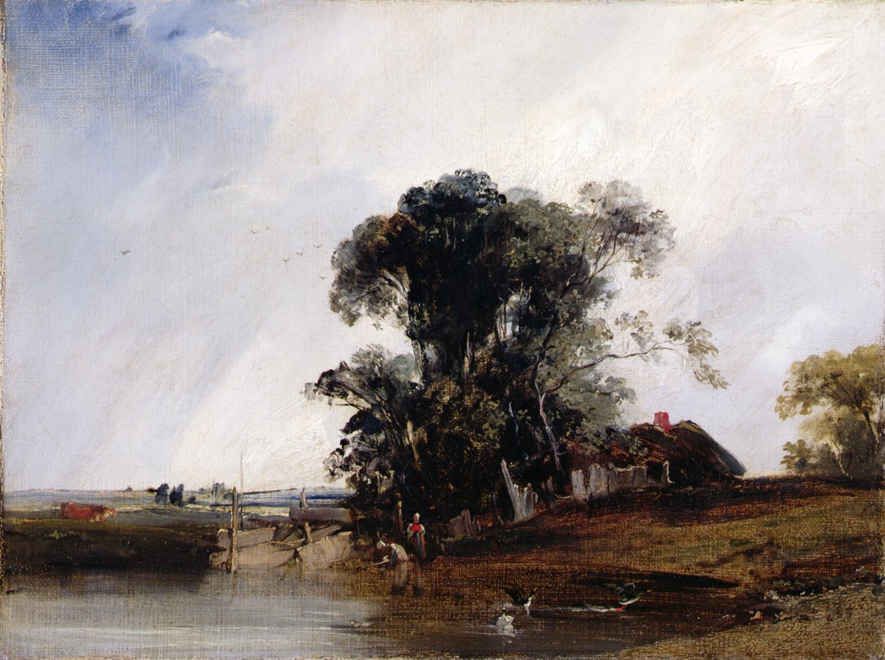 तालाब के साथ लैंडस्केप, c.1825-26 (कैनवास पर तेल) द्वारा रिचर्ड पार्क्स बोनिंगटन