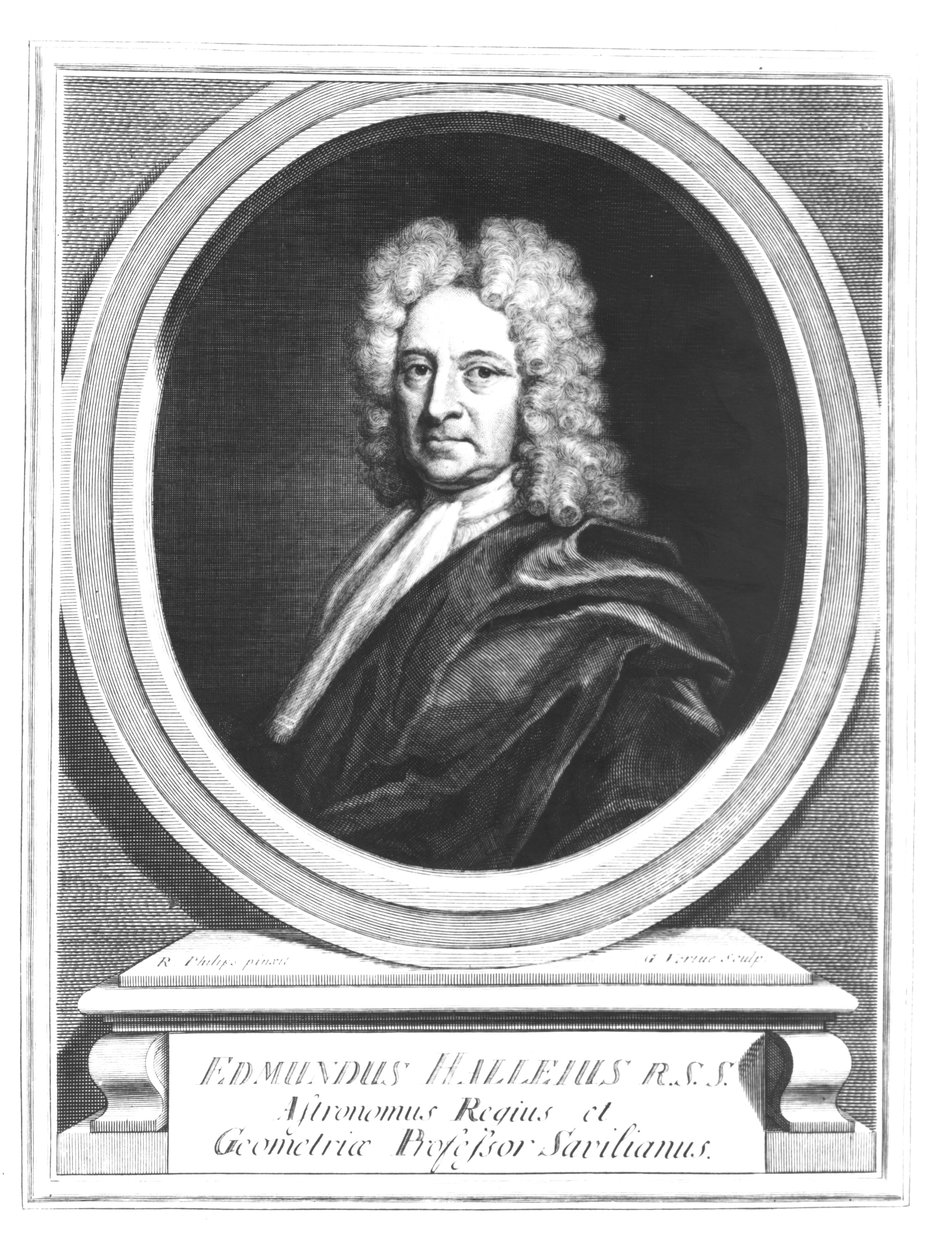 जॉर्ज वर्ट्यू (1684-1756) (bww) द्वारा उत्कीर्ण एडमंड हैली (1656-1742) का चित्र द्वारा रिचर्ड फिलिप्स