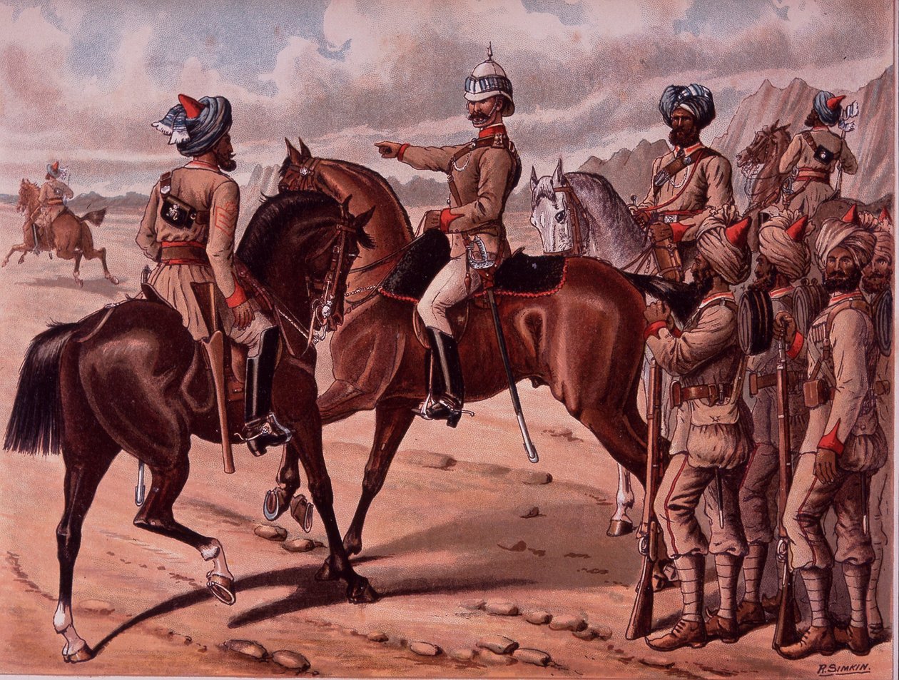 द कोर ऑफ़ गाइड्स, c.1895 (कलर लिथो) द्वारा रिचर्ड सिम्किन