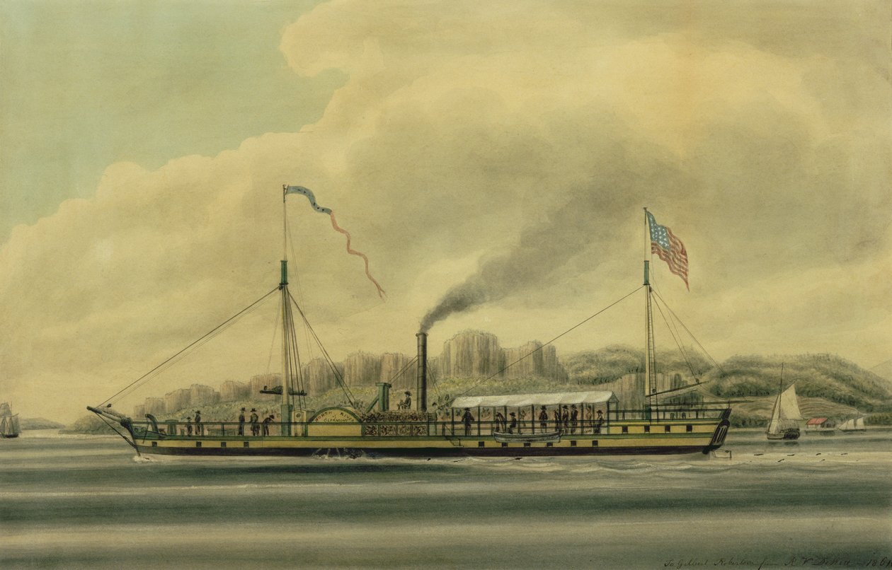 हडसन रिवर स्टीमबोट, &39;क्लेरमोंट&39;, c.1858 द्वारा रिचर्ड वरिक डे विट