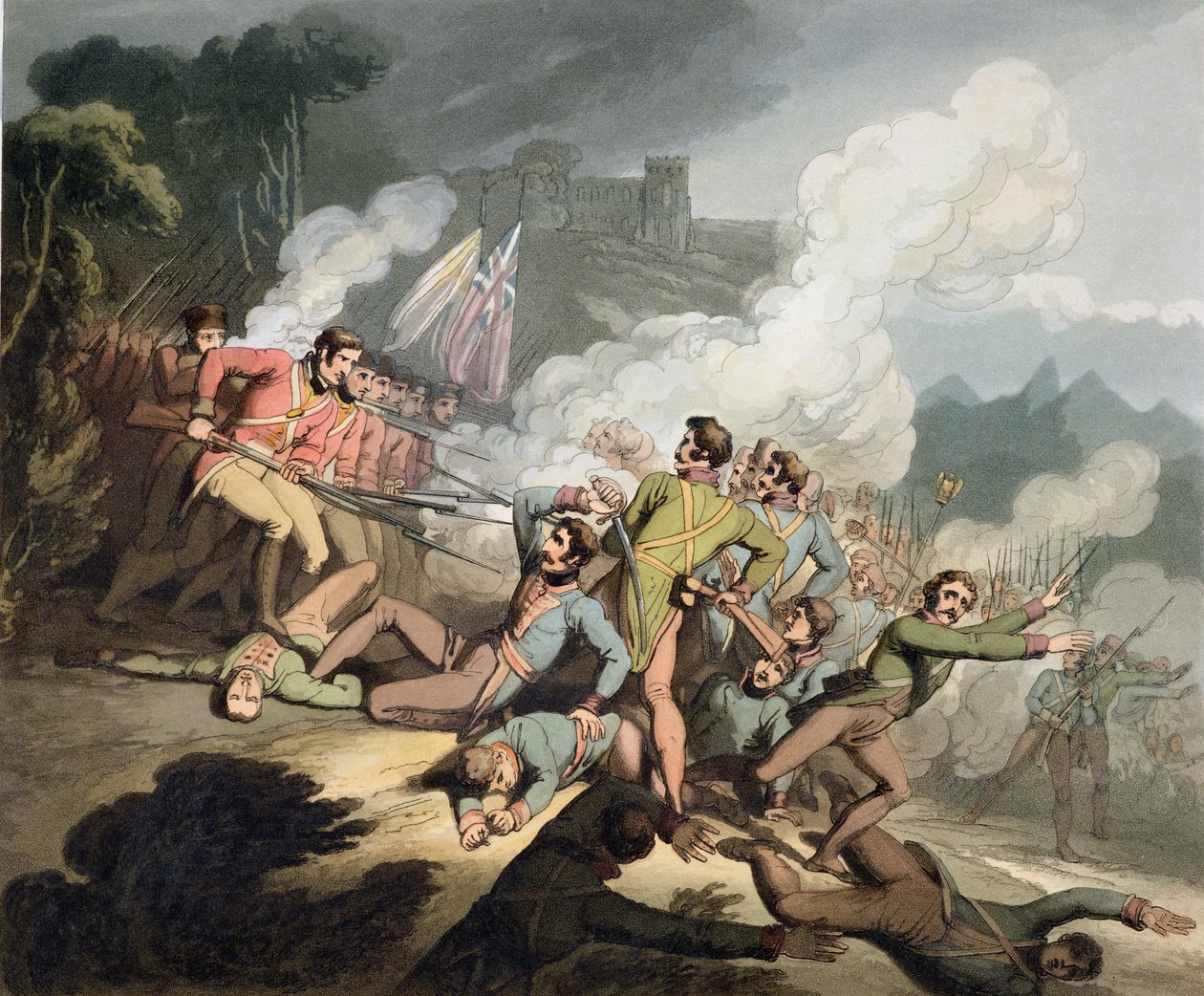 बुसाको, 27 सितंबर 1810, &39;द विक्ट्रीज ऑफ द ड्यूक ऑफ वेलिंगटन&39; से, टी। फील्डिंग, पब द्वारा उकेरी गई। 1819 द्वारा रिचर्ड वेस्टल