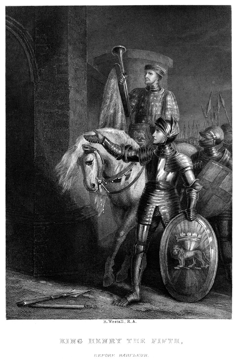 19 वीं शताब्दी के हरफेलुर से पहले किंग हेनरी वी 1387-14220। द्वारा रिचर्ड वेस्टल