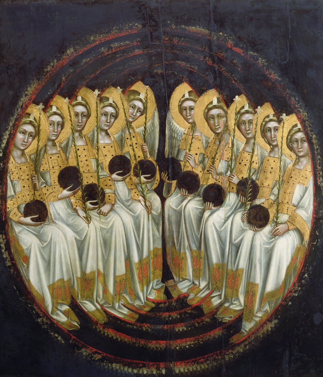 उनके हाथों में अंगो के साथ बैठा एन्जिल्स, c.1348-54 द्वारा रिडोल्फो डी अरपो ग्वारिएनो