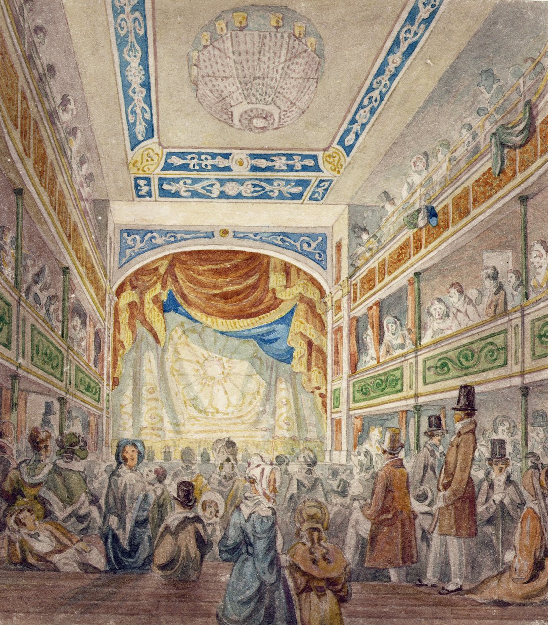 द इंटर्नशिप ऑफ़ द स्टैंडर्ड थिएटर, Shoreditch, c.1840 द्वारा रॉबर्ट ब्लेमेल श्नेबेलबी