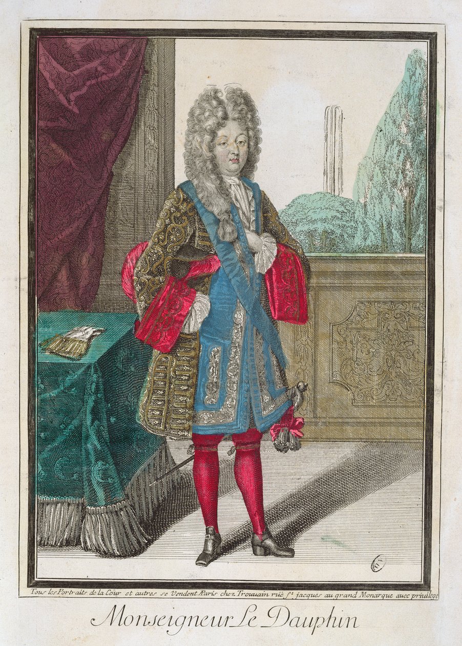 फ्रांस का लुई (1661-1711) मोनसाइनॉरिटी द डूपिन (रंग उत्कीर्णन) द्वारा रॉबर्ट बोनार्ट