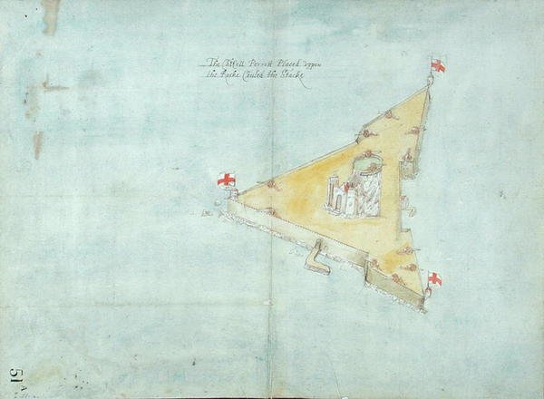 कास्टेल पेरोट ने उप्पोन द रॉक द स्टैक्ड, c.1597-1601 (wc, पेंसिल और पेन और स्याही को लिनन के साथ समर्थित कागज पर लिखा) द्वारा रॉबर्ट डेवेरक्स