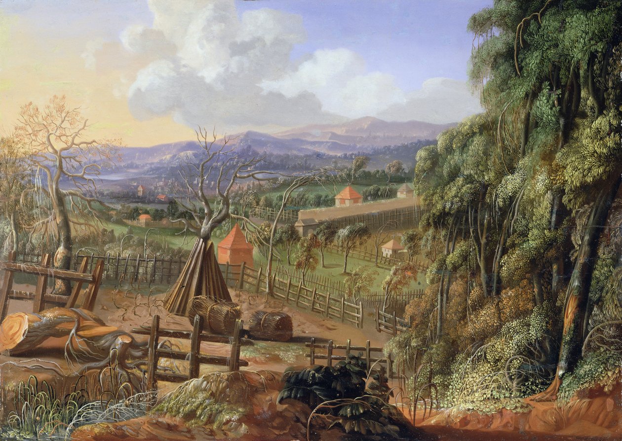 इम्प्रेसिंग स्टॉर्म के साथ इंग्लैंड में गिर लैंडस्केप, c.1735 द्वारा रॉबर्ट ग्रिफियर