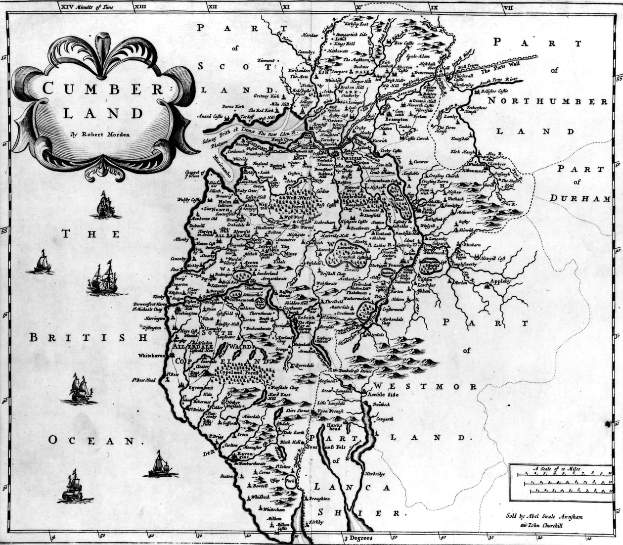 कंबरलैंड का नक्शा, c.1695 द्वारा रॉबर्ट मोर्डन
