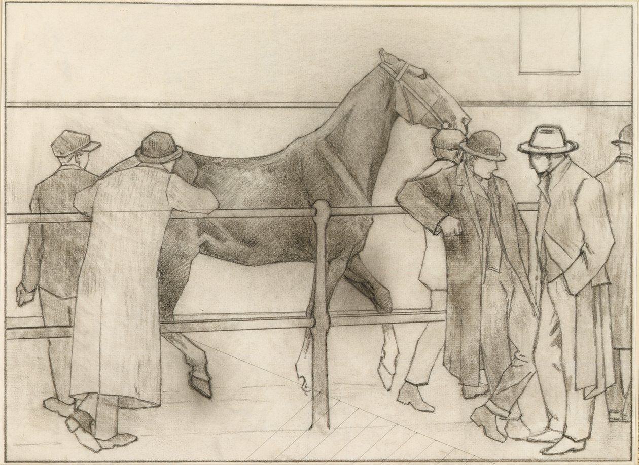 हॉर्स डीलर्स, c.1918 (कागज पर क्रेयॉन) द्वारा रॉबर्ट पोलहिल बेवन