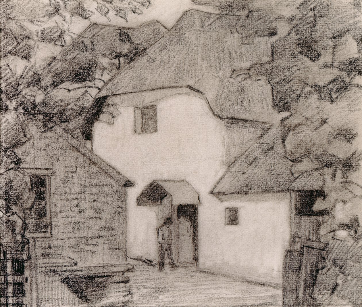 1918-19 मिल में कॉलर, (कागज पर क्रेयॉन) द्वारा रॉबर्ट पोलहिल बेवन