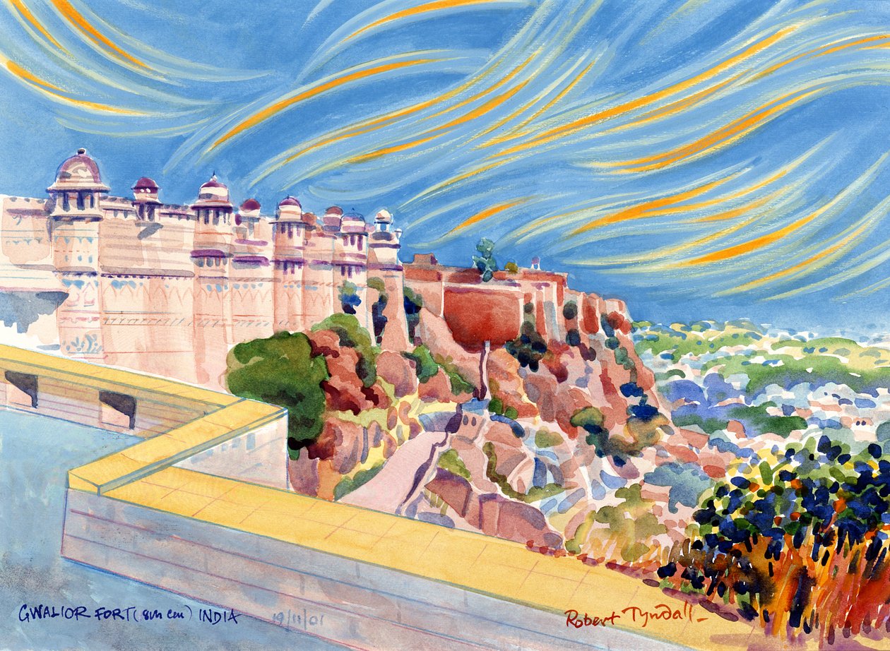 ग्वालियर किला, भारत, 2001 (कागज पर wc) द्वारा रॉबर्ट टंडाल