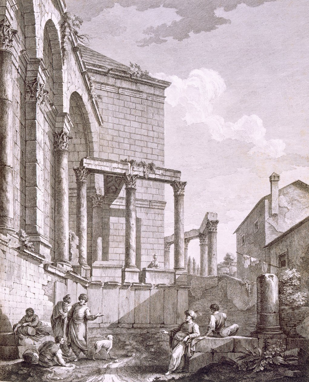 जुपिटर के मंदिर, पब का साइड व्यू। 1764. द्वारा रॉबर्ट एडम