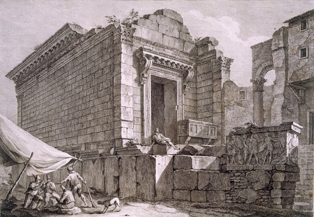 एस्कुलेपियस के मंदिर का दृश्य, पब। 1764. द्वारा रॉबर्ट एडम