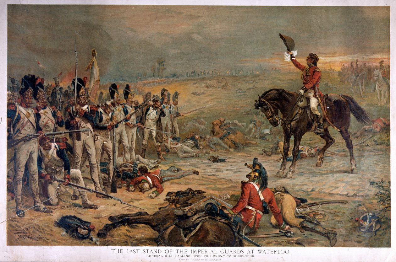 1815 में वाटरलू में इंपीरियल गार्ड्स का आखिरी स्टैंड (क्रोमोलिथो) द्वारा रॉबर्ट अलेक्जेंडर हिलिंगफोर्ड