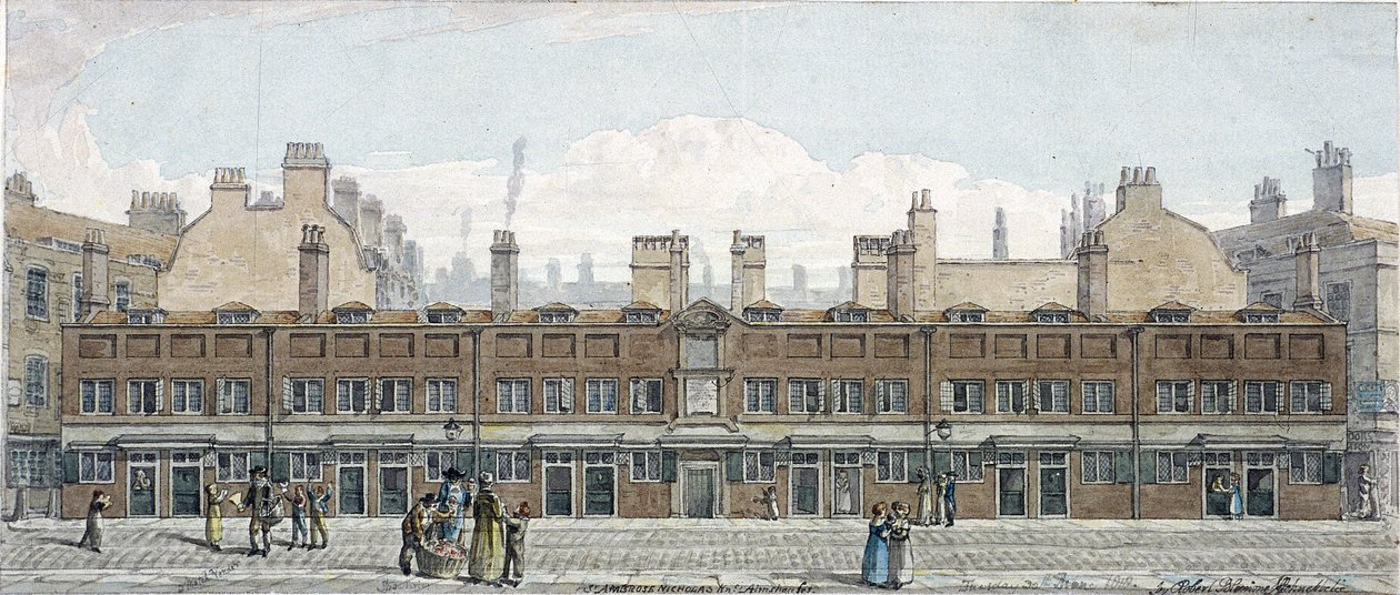मोंकवेल स्ट्रीट, लंदन, 1818 द्वारा रॉबर्ट ब्लेममेल श्नेबेलबी