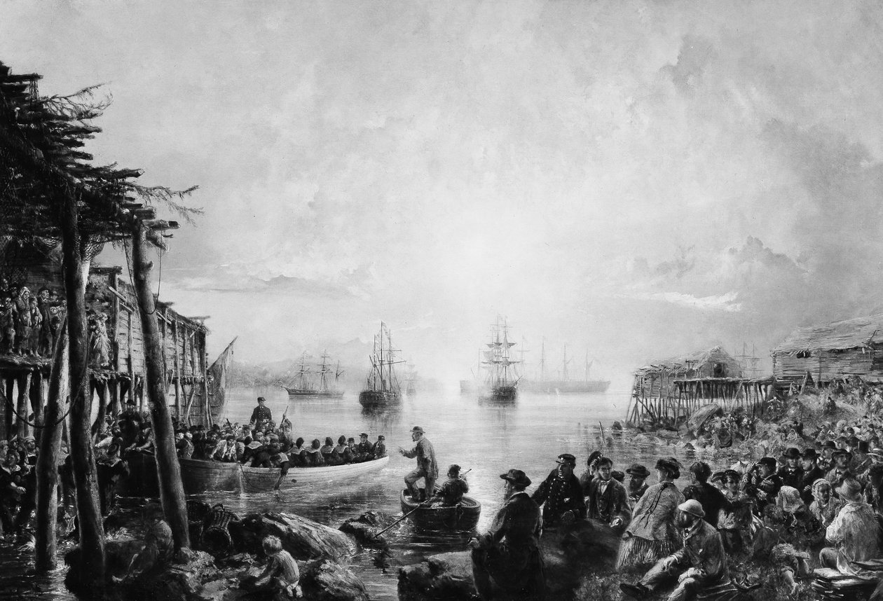 न्यूफाउंडलैंड में लैंडिंग, सीए। 1866. द्वारा रॉबर्ट चार्ल्स डुडले